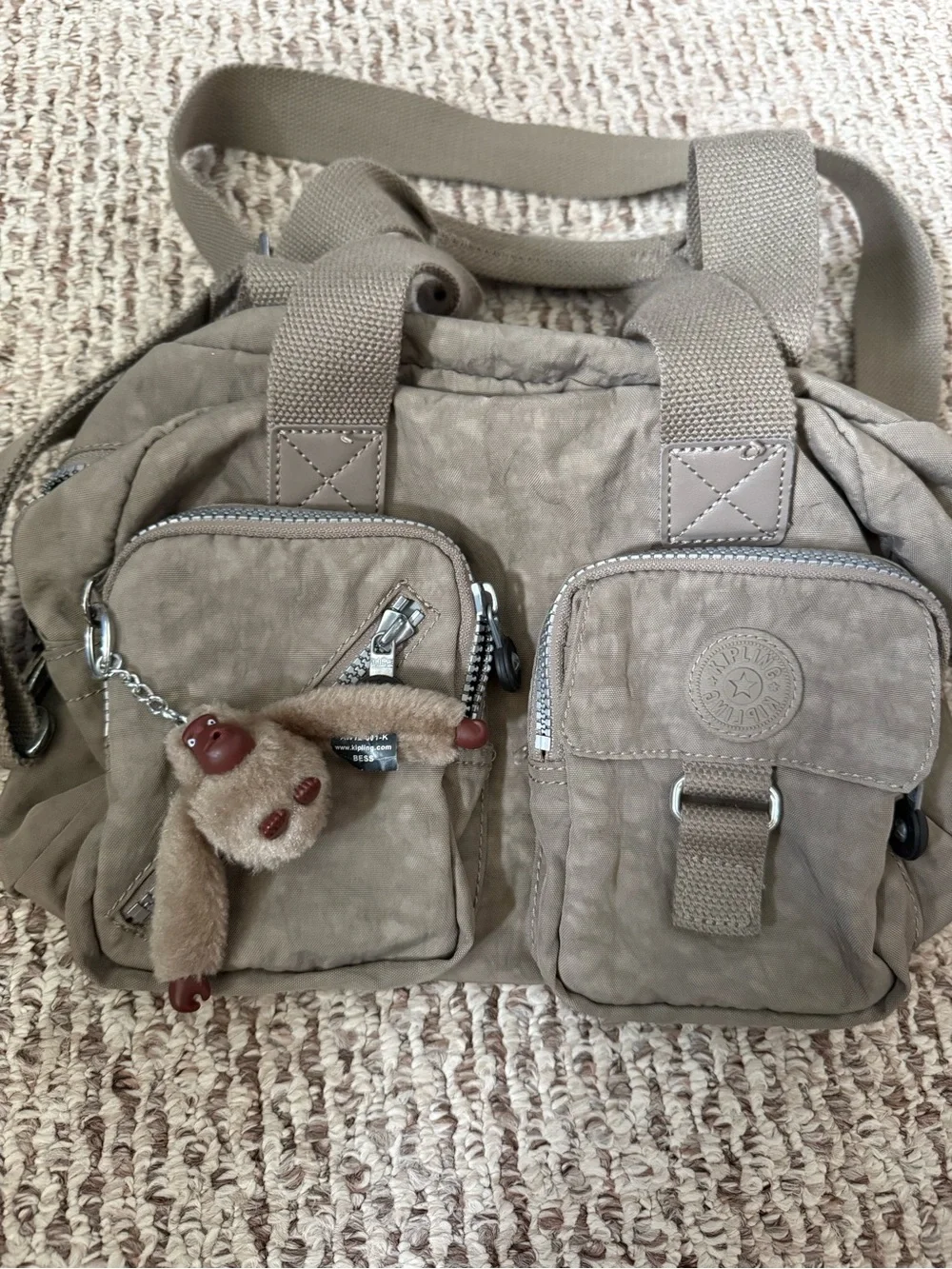 Taupe Kipling Defea Multi-Pocket Women’s Shoulder Bag